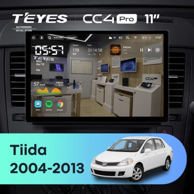 Штатная магнитола Teyes CC4 Pro 8/128 Nissan Tiida C11 (2004-2013) F1 (11")