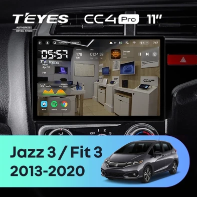 Штатная магнитола Teyes CC4 Pro 12/256 Honda Jazz 3 (2015-2020) Тип-A Правый руль (11")