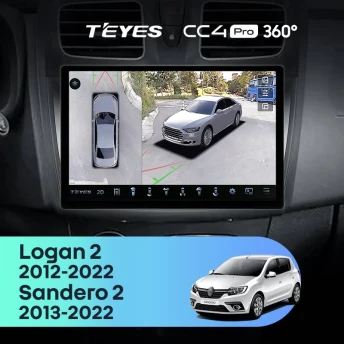 Штатная магнитола Teyes CC4 Pro 360 12/256 Renault Logan 2 (2012-2022) F1 (11")
