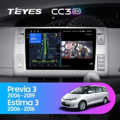 Штатная магнитола Teyes CC3 2K 6/128 Toyota Estima AHR20 XR50 3 (2006-2016) Правый руль