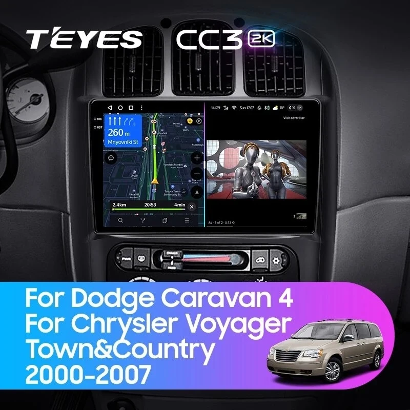 Штатная магнитола Teyes CC3 2K 360 6/128 Dodge Caravan 4 (2000-2007) Тип-A