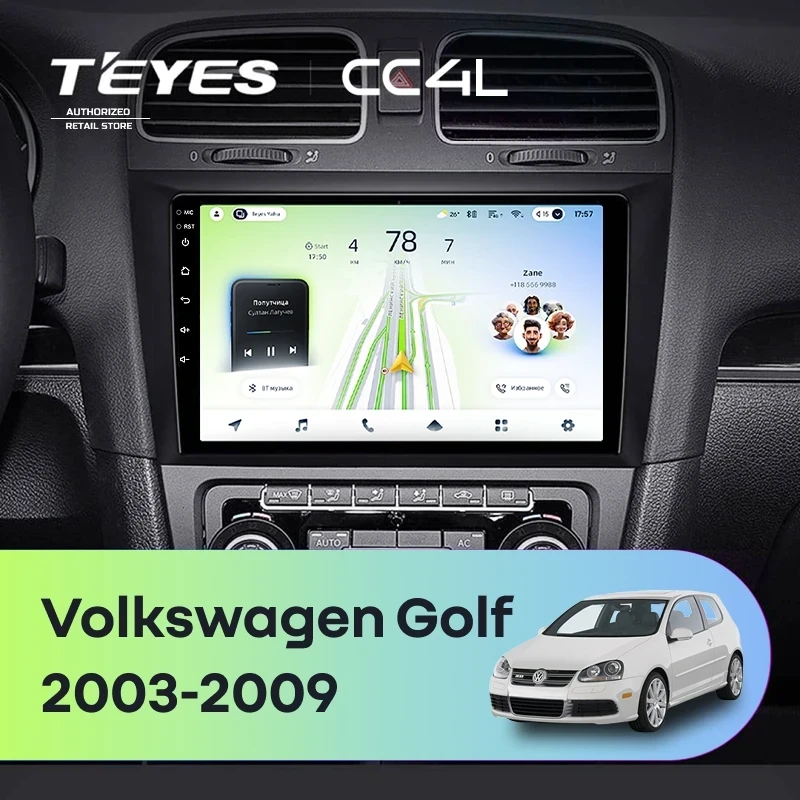Штатная магнитола Teyes CC4L 4/64 Volkswagen Golf (2003-2009)