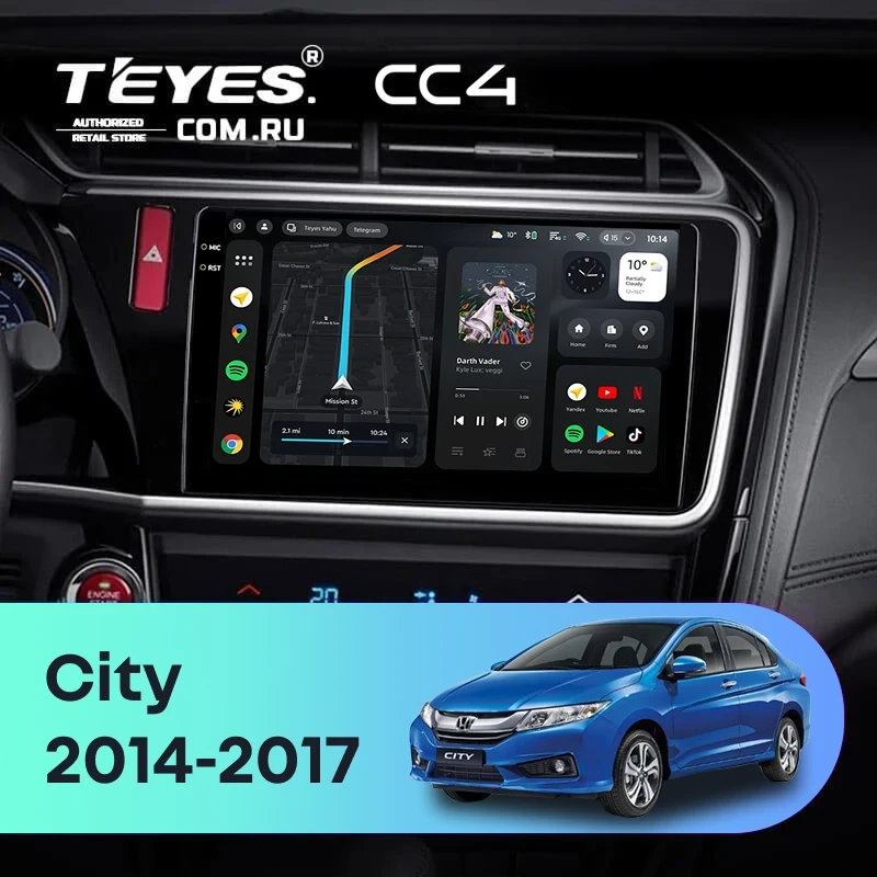 Штатная магнитола Teyes CC4 6/64 Honda City (2014-2017) Тип-A