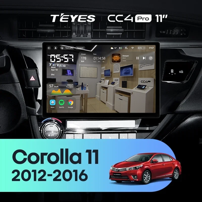 Штатная магнитола Teyes CC4 Pro 8/128 Toyota Corolla (2012-2016) Тип-B (11")