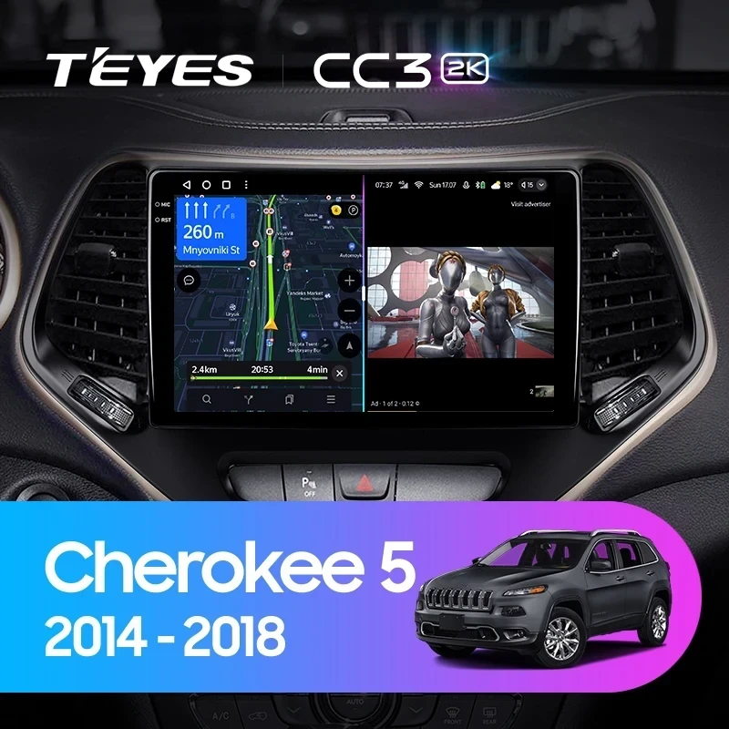 Штатная магнитола Teyes CC3 2K 6/128 Jeep Cherokee 5 KL (2014-2018)