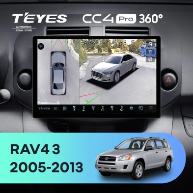 Штатная магнитола Teyes CC4 Pro 360 12/256 Toyota RAV4 3 XA30 (2005-2013) F2 (13")