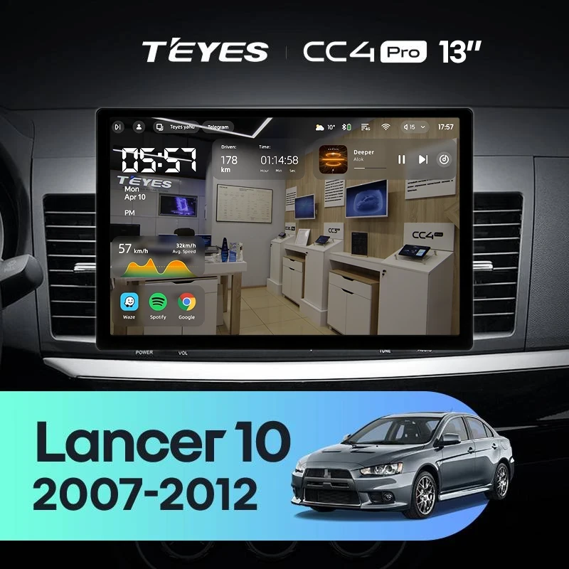 Штатная магнитола Teyes CC4 Pro 12/256 Mitsubishi Lancer 10 CY (2007-2012) Тип-B (13")