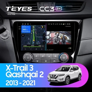 Штатная магнитола Teyes CC3 2K 360 6/128 Nissan X-Trail 3 T32 (2013-2021) F2 климат контроль Тип-AB