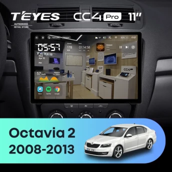 Штатная магнитола Teyes CC4 Pro 8/128 Skoda Octavia 2 A5 (2008-2013) (11")