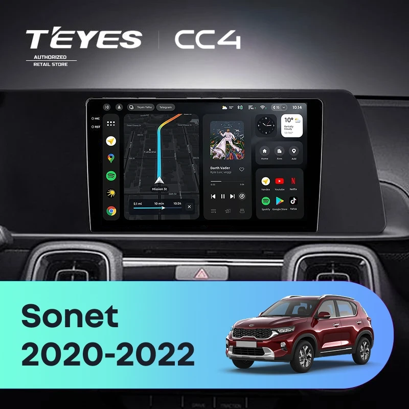Штатная магнитола Teyes CC4 8/128 Kia Sonet (2020-2022)