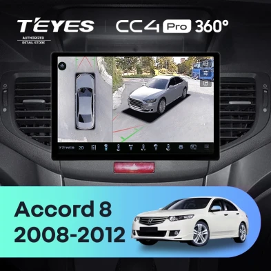 Штатная магнитола Teyes CC4 Pro 360 8/128 Honda Accord 8 (2008-2012) (11")
